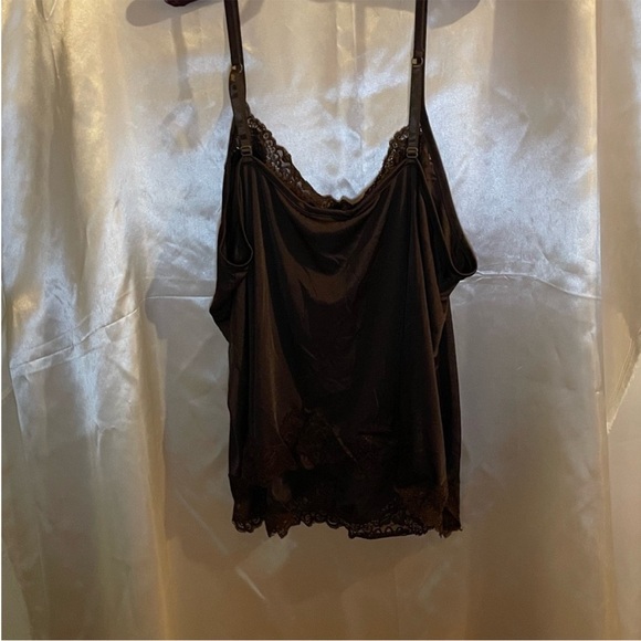 Lane Bryant Sophisticated Beaded Brown Lace Trim Cami Plus Size 26/28 - Picture 4 of 7